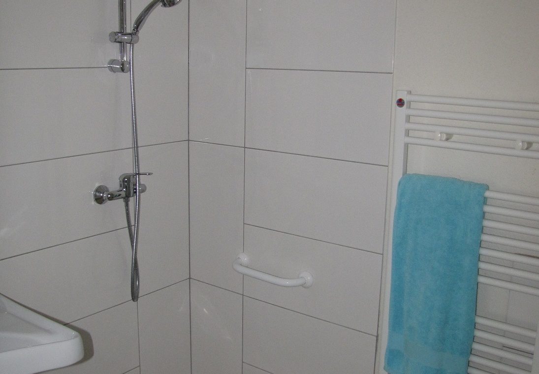 Chaque logement dispose d'un bloc sanitaire équipé d'une douche à l'italienne, d'un large lavabo et d'un WC. Le radiateur est de type sèche serviette et des poignées de maintien garantissent la sécurité des déplacements.